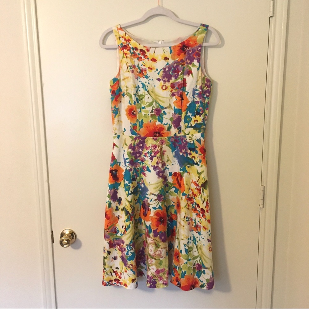 Evan Picone Floral Fit & Flare Midi Easter Dress 6
